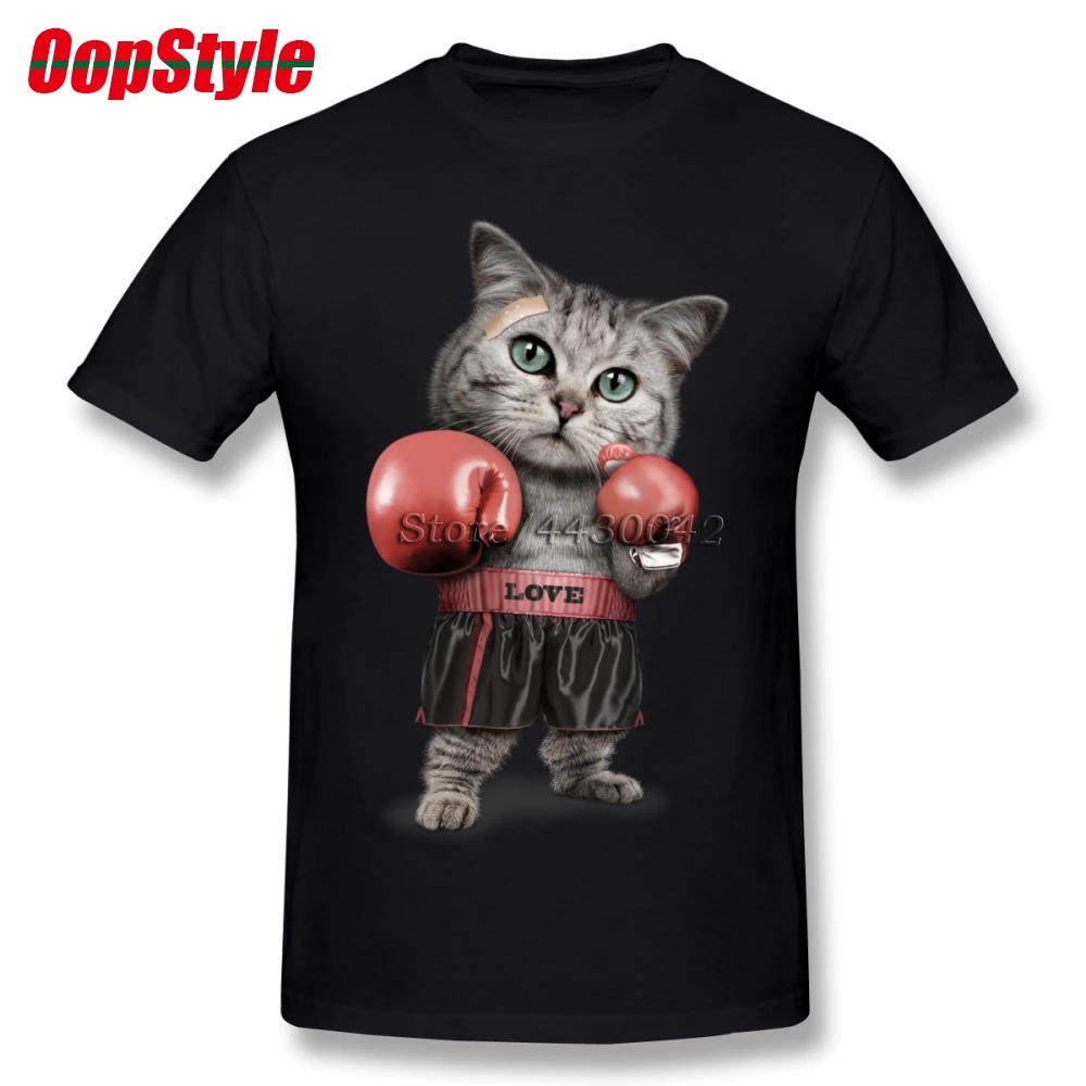 Мужская футболка с коротким рукавом Boxinger Cat хлопковая Футболка круглым вырезом