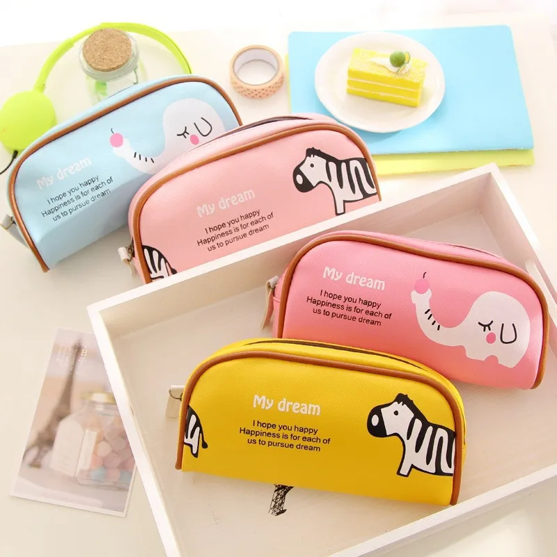 Милые животные Зебра слон пенал Kawaii магазин канцелярских товаров ручка сумка