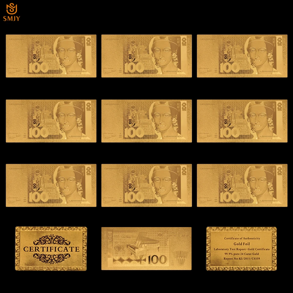 10 шт./лот украшения дома подарок банкнота 100 знак Золотая валюта деньги