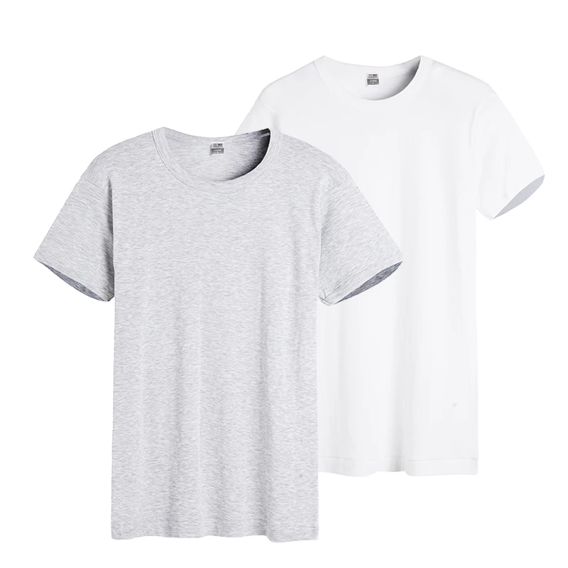White Gray THREEGUN Футболка мужская хлопок стрейч круглый вырез ребристые с коротким рукавом тренажерный зал Строительство Спорт джемпер Мужская рубашка майки - Цвет: White Gray