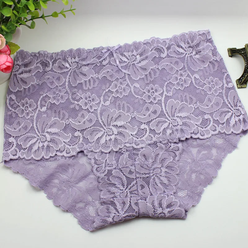 Женские кружевные трусы-плавки KJ186 Бесшовные дышащие трусики со средней талией