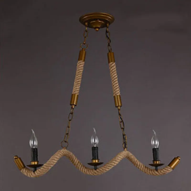 Lámparas colgantes clásicas de estilo Industrial, Araña de cuerda ondulada ligera para restaurante, Bar, cafetería, almacén, luz de dormitorio