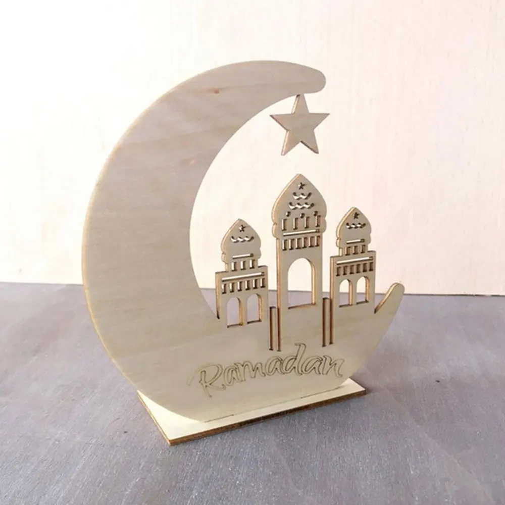 Мусульманская деревянная дощечка для дома нежная Eid украшение Мубарак Луна