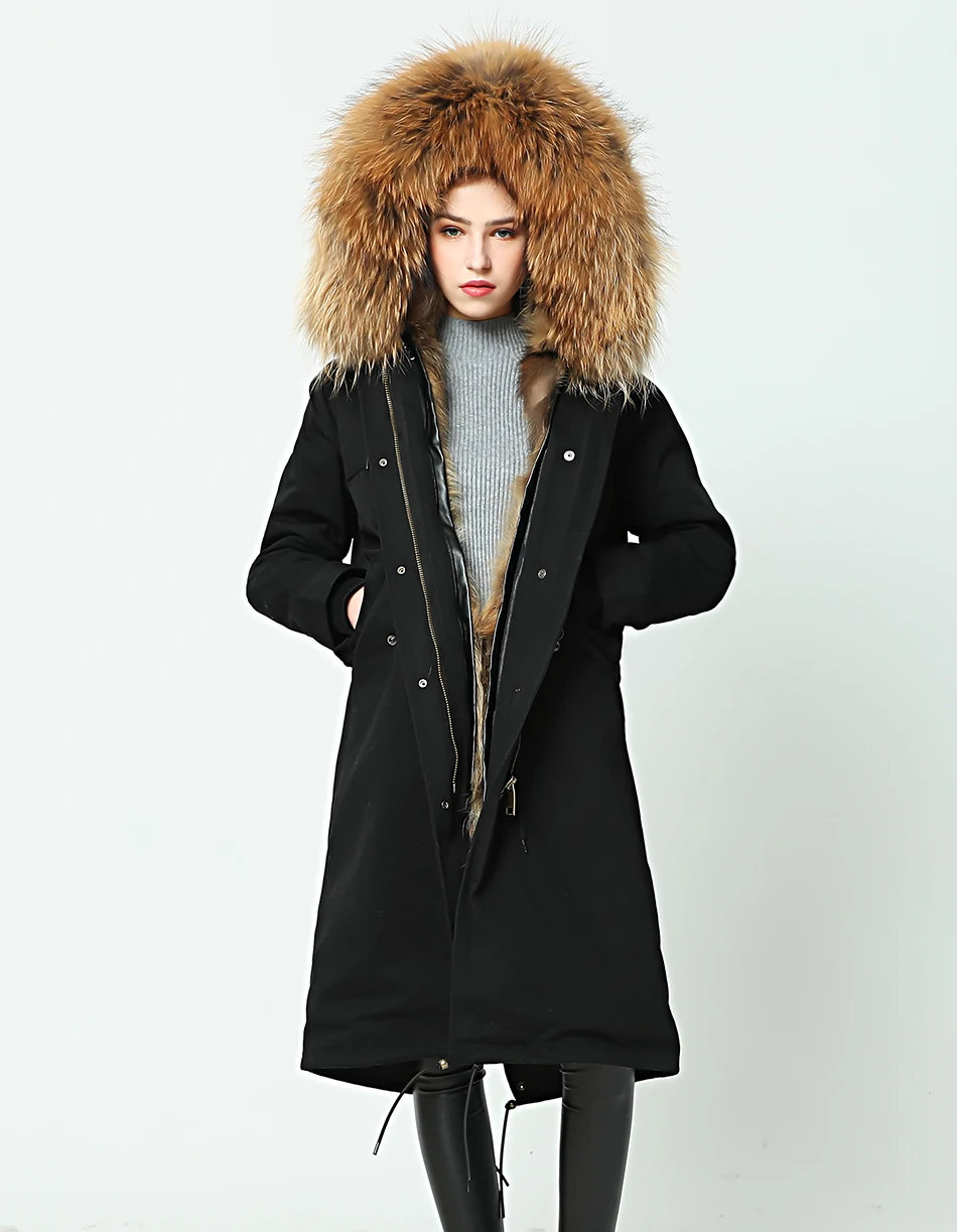 OFTBUY, парка выше колена, зимняя куртка для женщин, парка из натурального меха енота, пальто с воротником, с капюшоном, настоящая теплая подкладка из лисьего меха