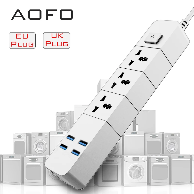 Полоски питания с 3 выходами 4 usb порта защита от перенапряжения универсальная