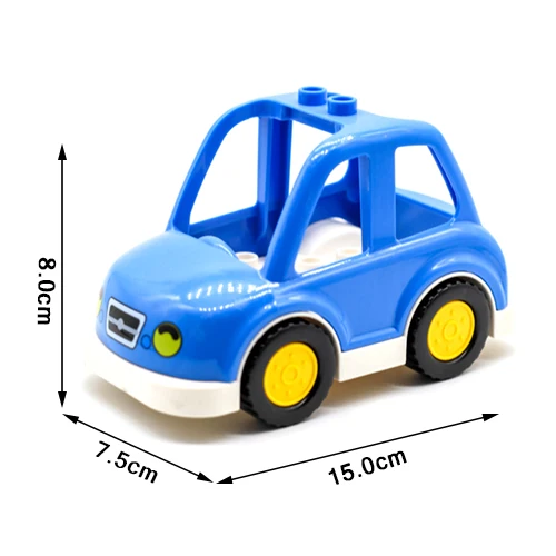 Mini blue car Модель автомобиля самолет большие строительные блоки вертолет Перевозки грузовик бульдозер Совместимость Duploe рисунок автомобиля набор кирпичи BoyToy подарок - Цвет: Mini blue car