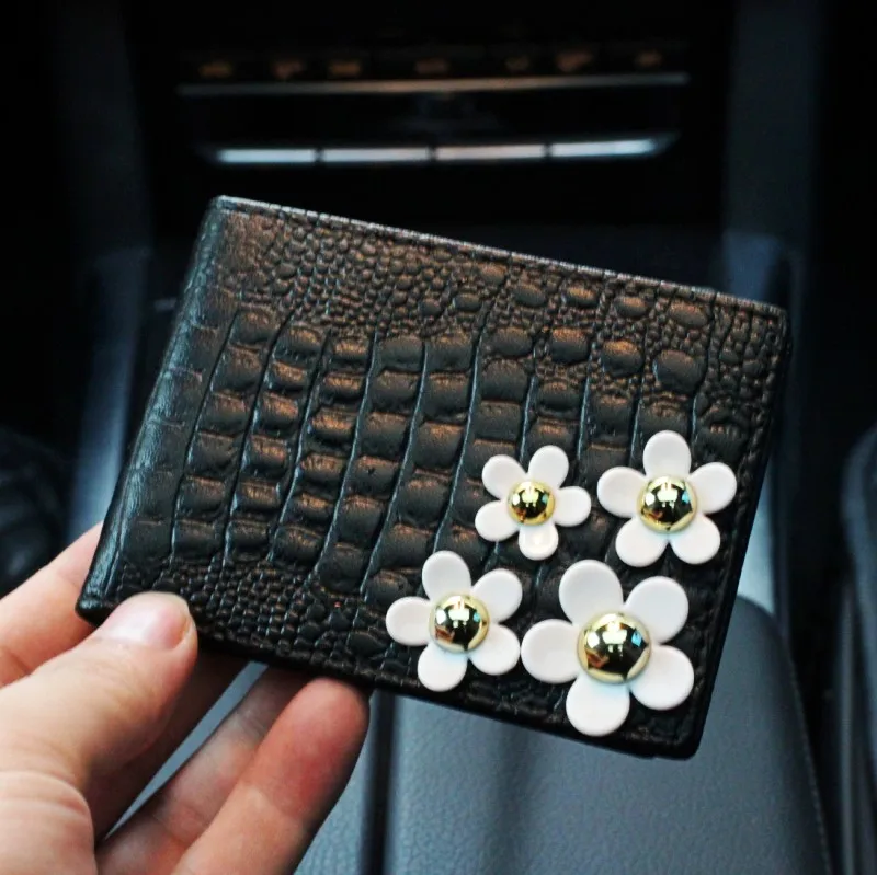 1pcs Driver bag Милый цветок ромашки, украшение интерьера автомобиля, кожаный чехол на руль, рычаг переключения передач, ремень безопасности, автомобильные аксессуары - Название цвета: 1pcs Driver bag