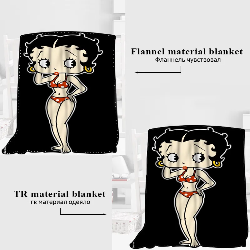 Comprare Custom Betty Boop Coperta Di Tessuto Di Flanella 120X160 Cm, 150X180 Cm, 175X200cm Divano Letto Coperte E Plaid Coperta Adulto Coperta Calda