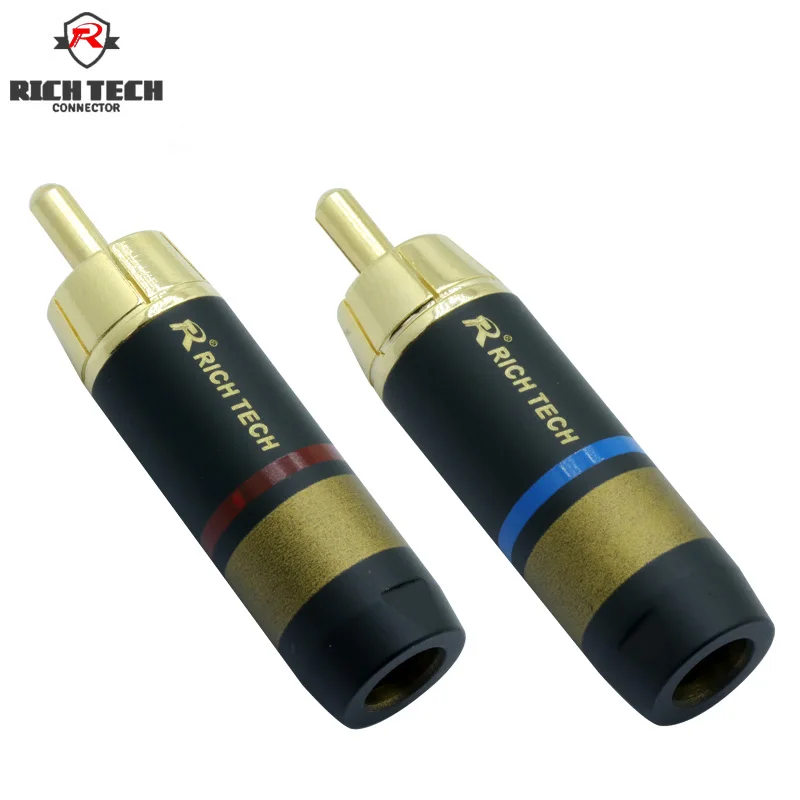 Отличный разъем RCA Jack позолоченный штекер + черный медный корпус с синим и красным