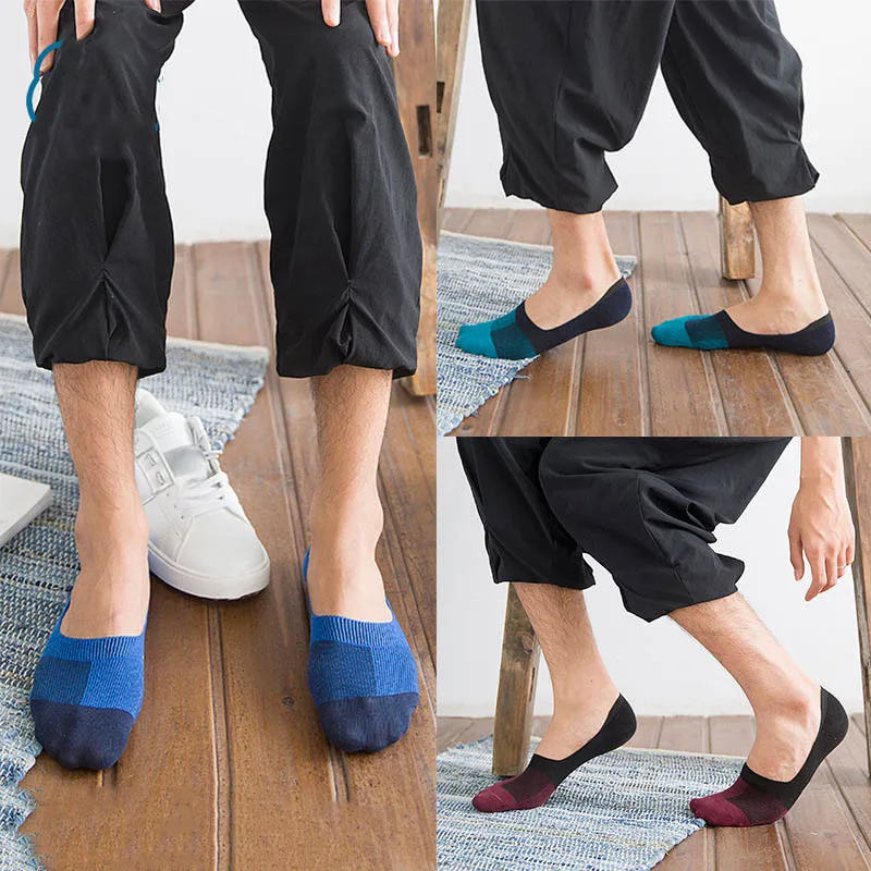 5 пар/лот 2020 новые бизнес невидимые носки для мужчин на лето Нескользящие дышащие