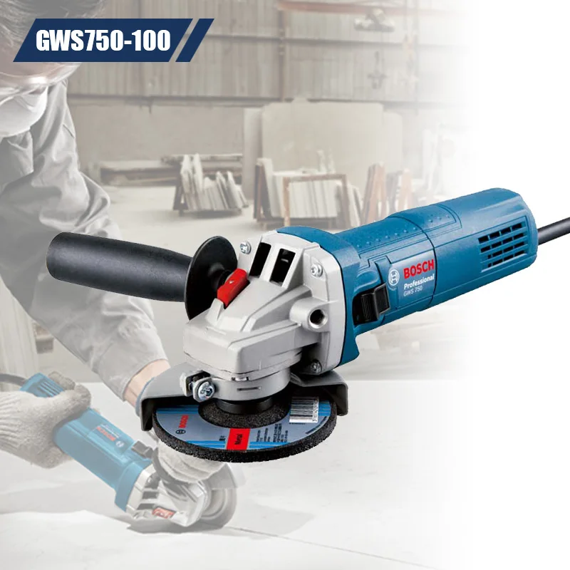BOSCH GWS750-100, угловая шлифовальная машина 220 В, шлифовальная машина, ручная шлифовальная машина, Электрический шлифовальный станок для бетона, металла, шлифовальный диск 100 мм