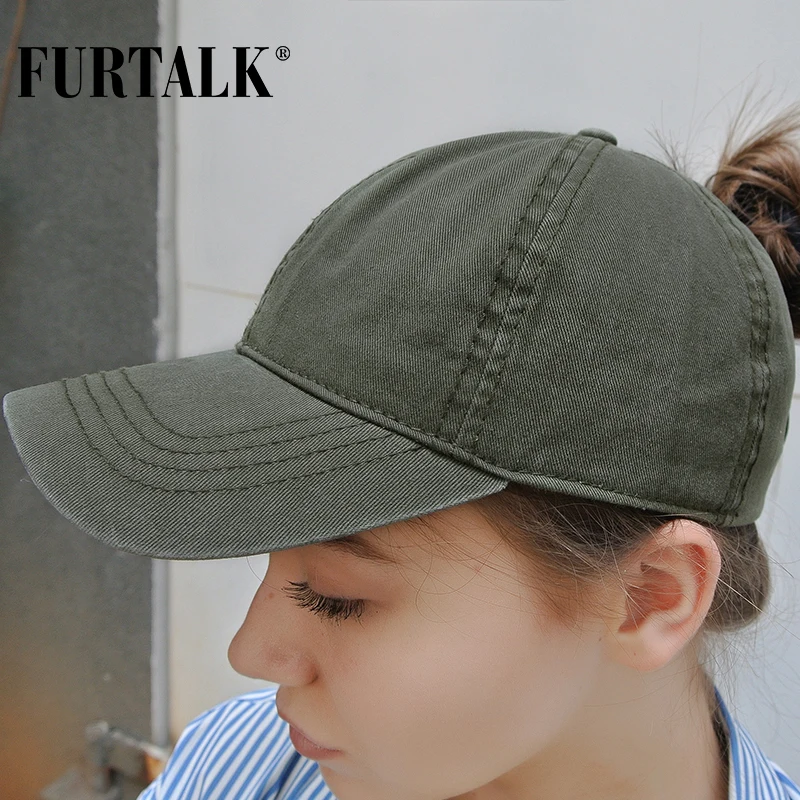 FURTALK, мытая хлопковая бейсболка с конским хвостом, женская кепка s, Мужская бейсболка, хип-хоп кепка