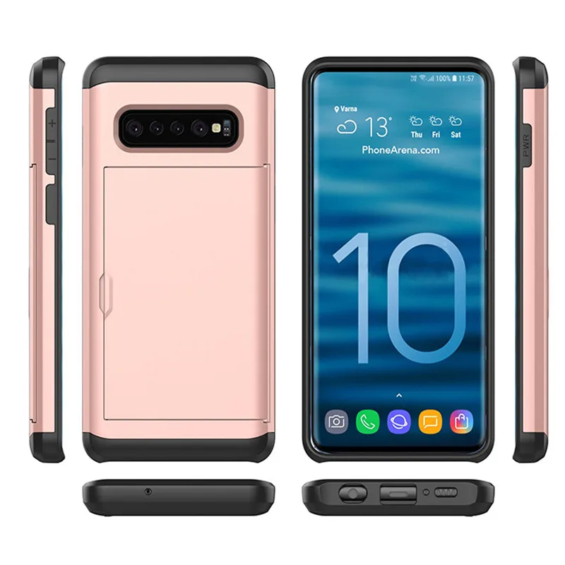 Гибридный жесткий чехол бумажник для хранения карт армированный Samsung Galaxy Note 8 9 10