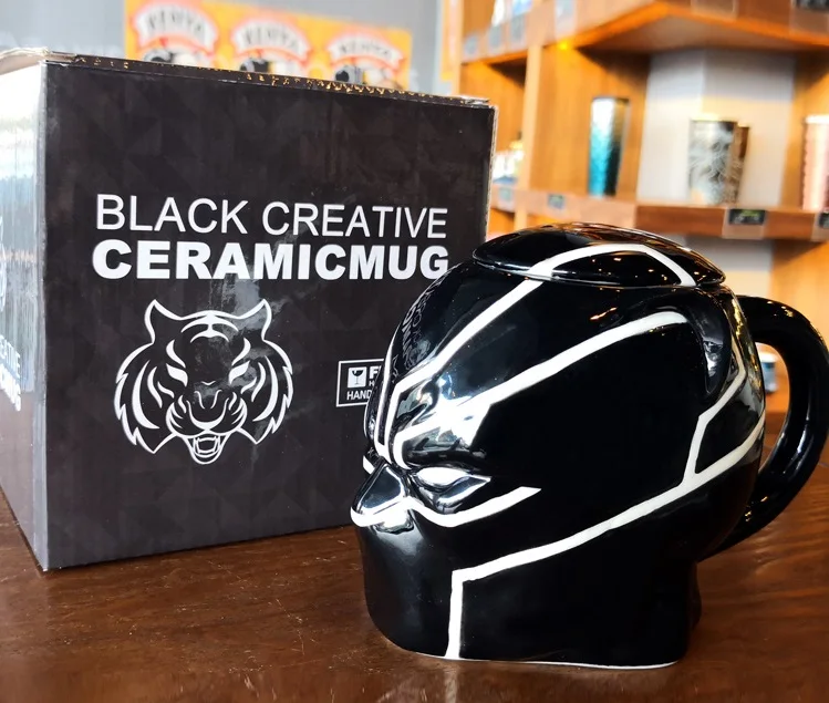 

380ml Ceramic Cup Kit SUPER HERO BLACK PANTHER Theme Milk Mug with Gift Box Christmas Gift for Fans