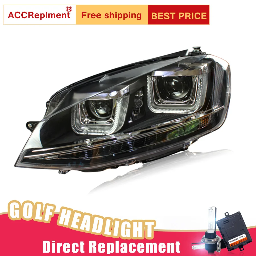 Светодиодный комплект фар для VW Golf 7 2013-2015 2 шт. фары автомобиля ангельские глазки