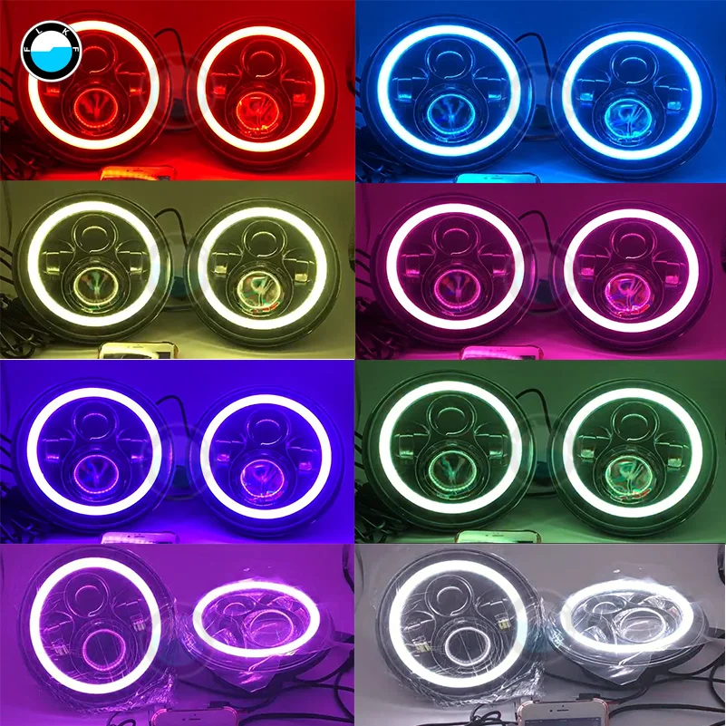 7 &quotкруглые умные часы Bluetooth RGB H4 Hi/ближнего и дальнего света фары Halo Кольцо DRL для