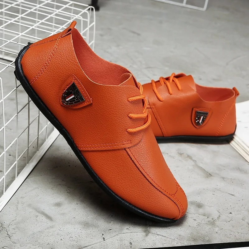 Fooraabo New 2018 Black Men Casual Shoes Leather Summer Breathable Luxury Brand Flat For Lace-up Adult Male | Обувь