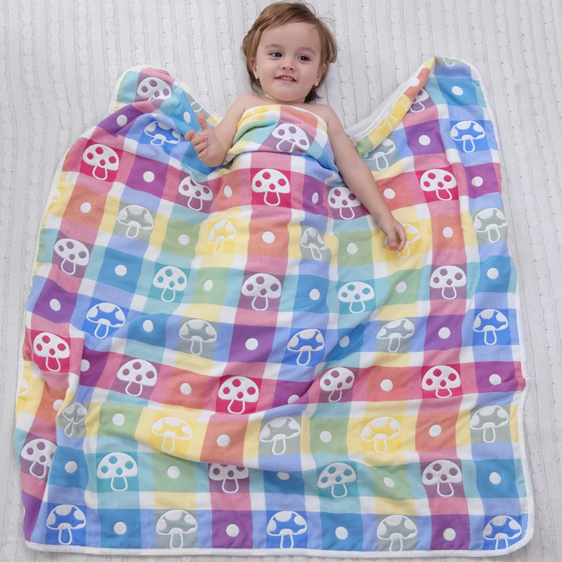 

120x150cm Pure Cotton Baby Blanket Newborn Water Absorption Bath Towel Multi-pattern Kids Printing Towel Blanket Swaddle Wrap