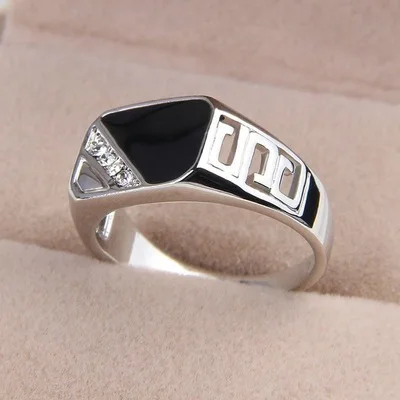 Классические стразы мужские кольца с черной эмалью хит продаж|Кольца| |