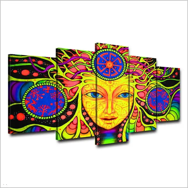 Hd печатная психоделическая мандала абстрактная живопись на холсте украшение