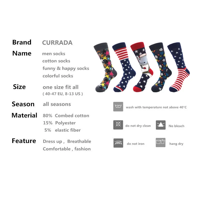 5 пар/лот Брендовые мужские Носки Happy модные повседневные Компрессионные носки с