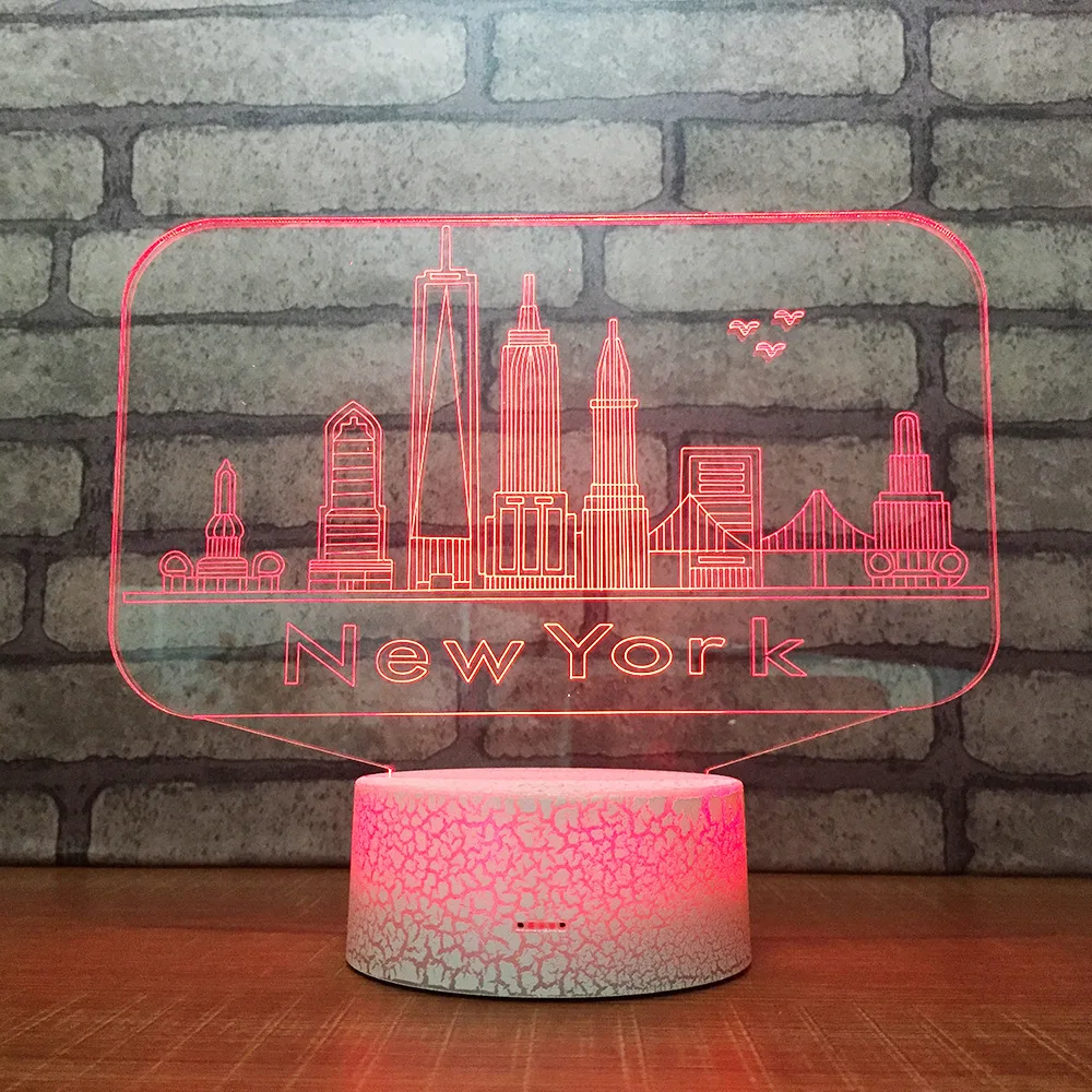 

New York City 3D LED RGB Night Light 7 Color Change Desk Light Action Figures 060 Boys Girls Christmas Toys