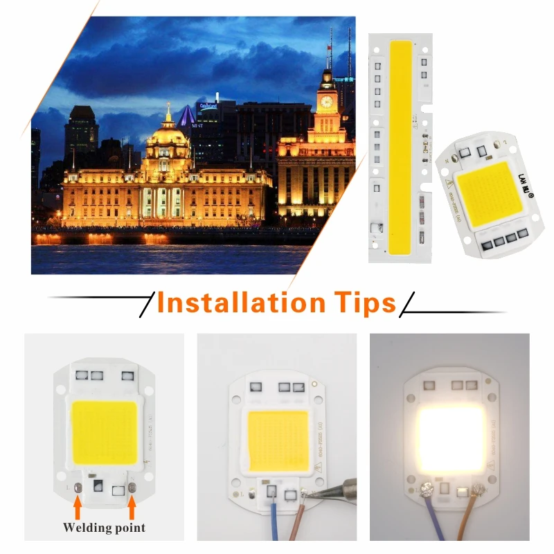Светодиодная лампада с чипом attuso COB 220V Smart IC, без необходимости драйвера, светодиодная лампа для прожектора 10 Вт 20 Вт 30 Вт 50 Вт Diy освещение