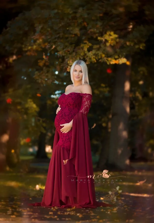 Le Couple/длинные платья для фотографирования длинные шифоновые рукава Приталенный