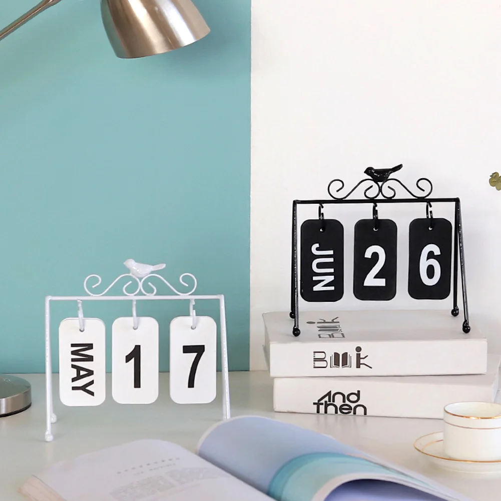 Новинка 1 шт. модный простой железный календарь с имитацией птиц поворотный для