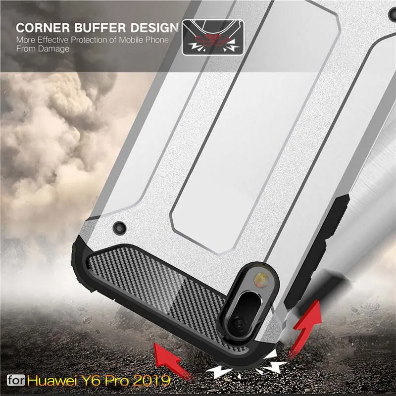 Beworlder For Huawei Y6 Pro 2019 Case Dual Layers TPU PC Heat Dispatchion Full Protect Hard Phone Cover Y6Pro |