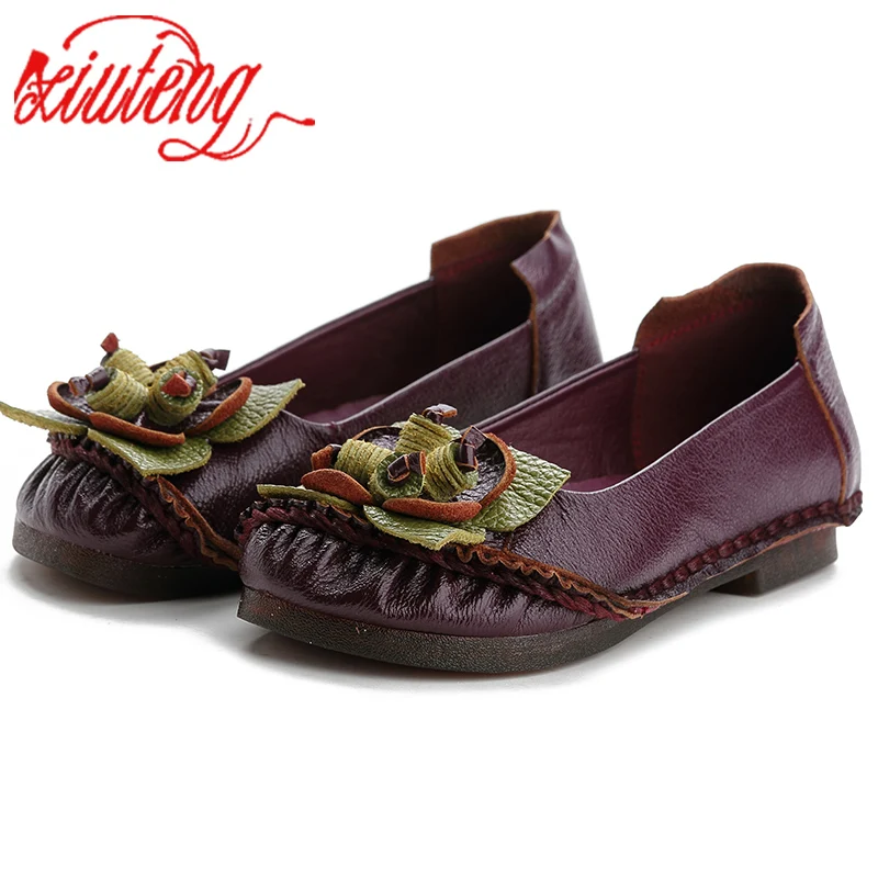 Xiuteng Удобная обувь на мягкой подошве с бантом ручной работы Женские туфли плоской - Фото №1