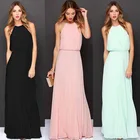 Женское длинное шифоновое платье Fanco, простое сексуальное облегающее платье на бретелях-спагетти без рукавов, с лямкой вокруг шеи