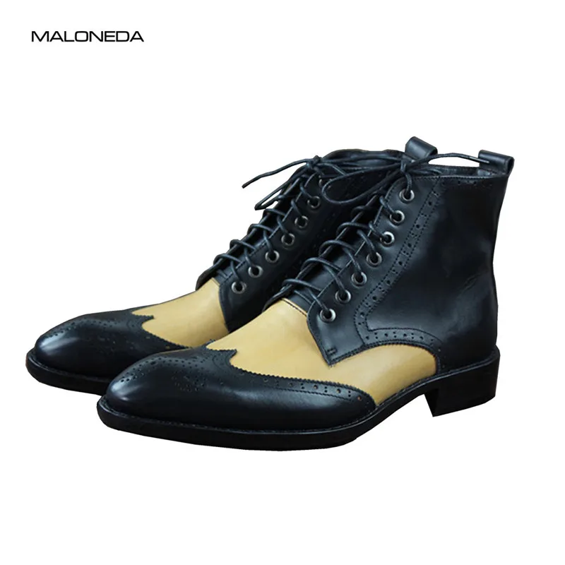 MALONEDA/модные ботинки с перфорацией типа броги на заказ большие размеры Goodyear