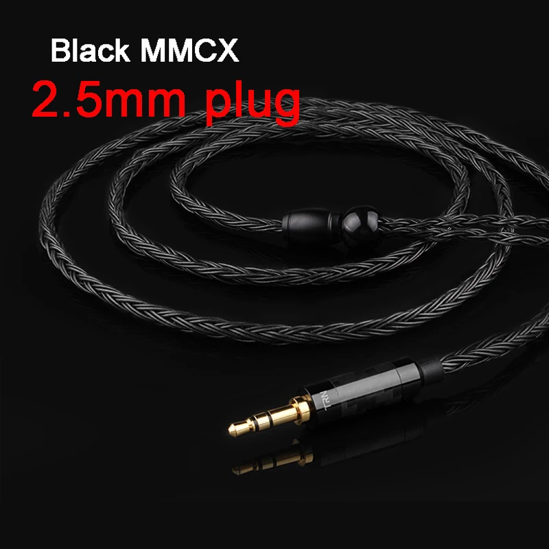 2.5mm MMCX black 16 нитей кабель для наушников MMCX для Shure SE215 SE535 0,78 мм 2PIN для Weston TFZ W4r Um3x 0,75 мм для V10 ES3 ZSA ZS6 3,5 мм/2,5 мм - Цвет: 2.5mm MMCX black