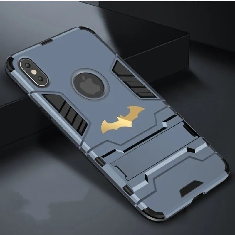 Navy JAMULAR 360 полная защита чехлы-держатели для мобильного телефона для iPhone 8 7 XS MAX XR X 6 6s противоударный чехол для телефона для iPhone 7 Бэтмен Броня Fundas - Цвет: Navy