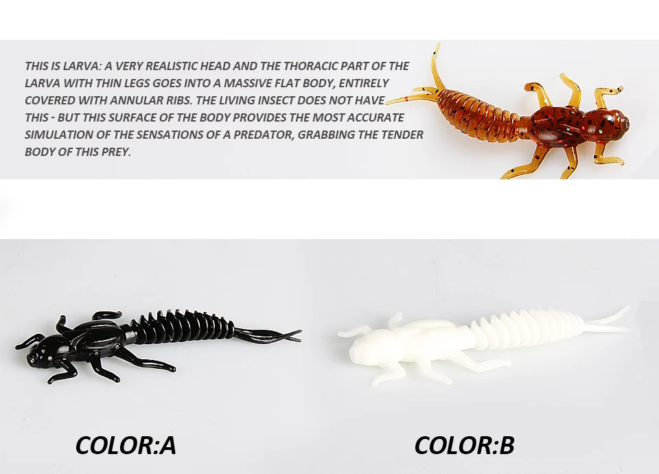 2019New Reach Soft Lures Soft Plastic Lures Larva 6cm/5cm Floating Freshwater Swimbaits Silicone Soft Bait Worm For Fishing