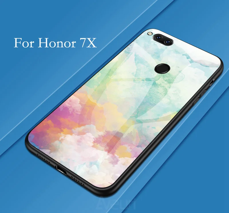 Цветной стеклянный чехол для телефона huawei P Smart Plus Y5 Y6 Y7 Prime Y9 Honor 10 Lite 7A 20 Pro 20S Play 8C