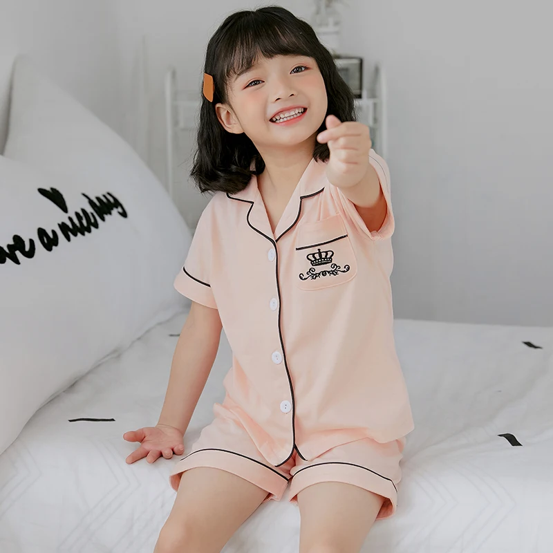 Детские пижамы 2 предмета Летняя шелковая детская одежда для сна с короткими