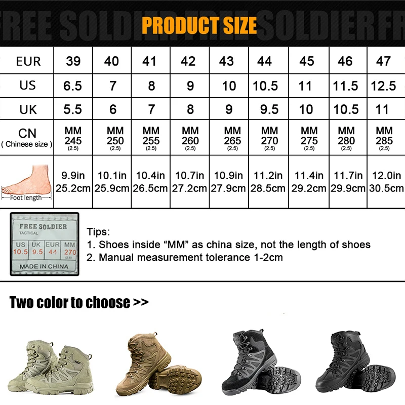 FREE SOLDIER Outdoor Sports Tactical Men Boots,Hiking Shoes For Mountain,Shoes For Camping,Climbing Imported Leather