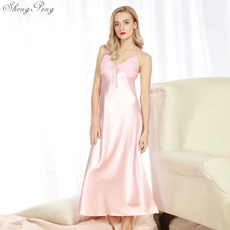 

Stylish Ladies Lingerie Sexy Spaghetti Strap Sleepwear Nightwear Dress Summer Nightdress Solid Satin Women Sleepwear V747
