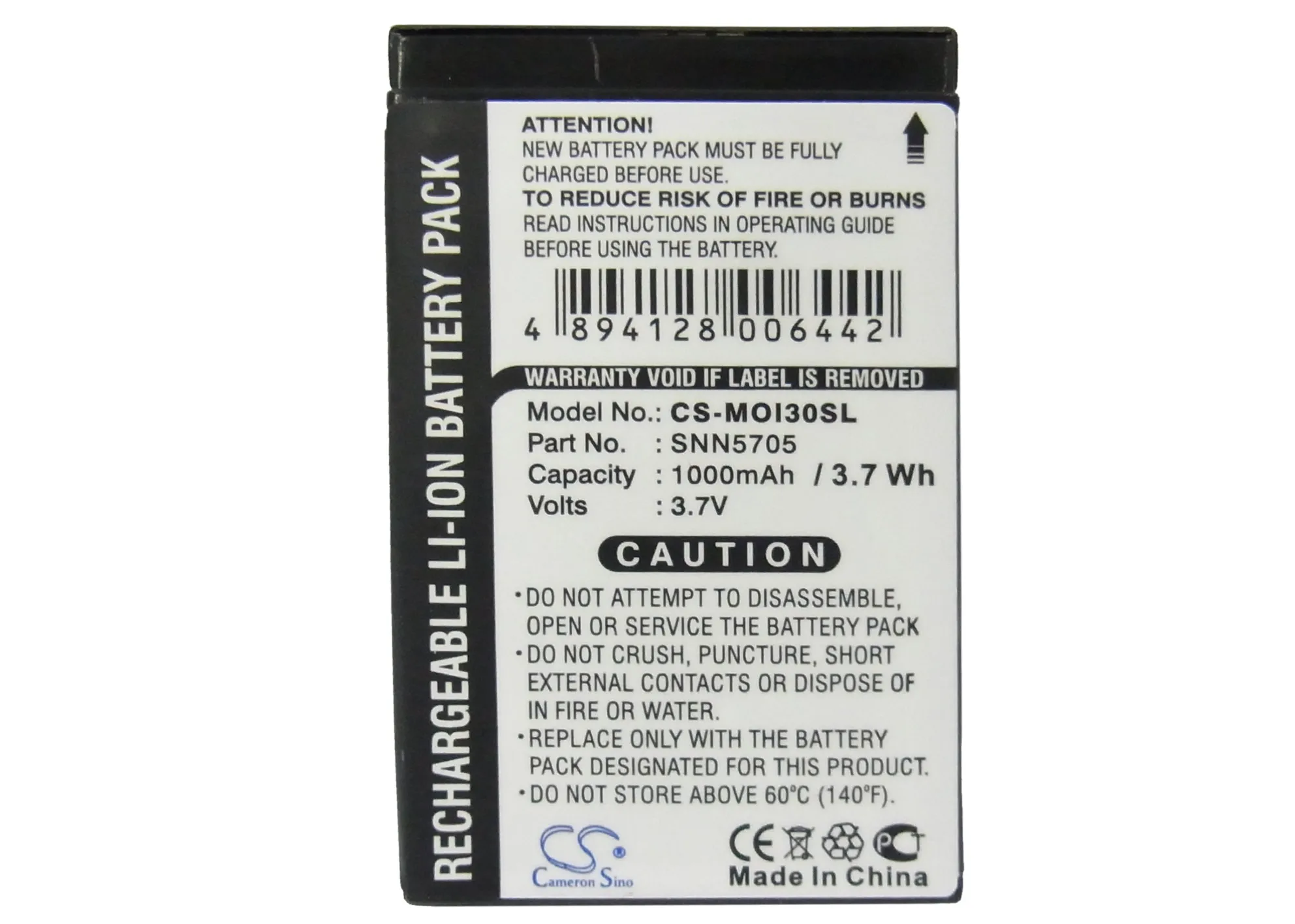 

Cameron Sino 1000mAh Battery For MOTOROLA i733, i736, i760, i85, i850, i855, i860, i870, i875, i88, i90, i920, i930, i95,