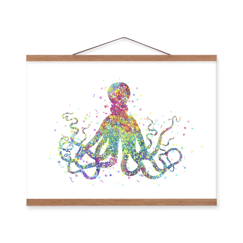 Акварель Морских Животных Художественный Принт плакат абстрактные Осьминог