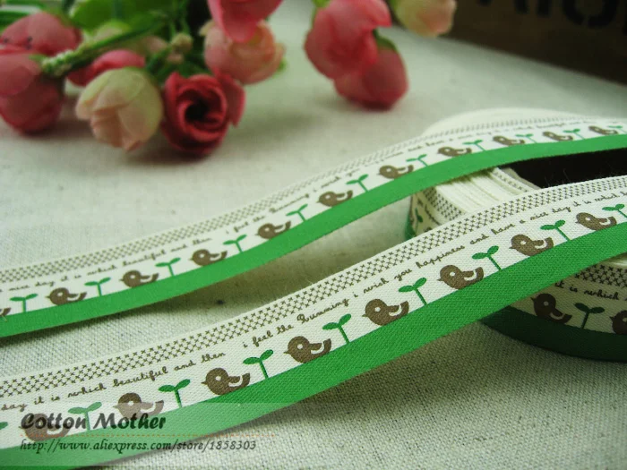 Новые поступления 100% хлопок ленты птица этикетка 2 см ширина Швейные печатные