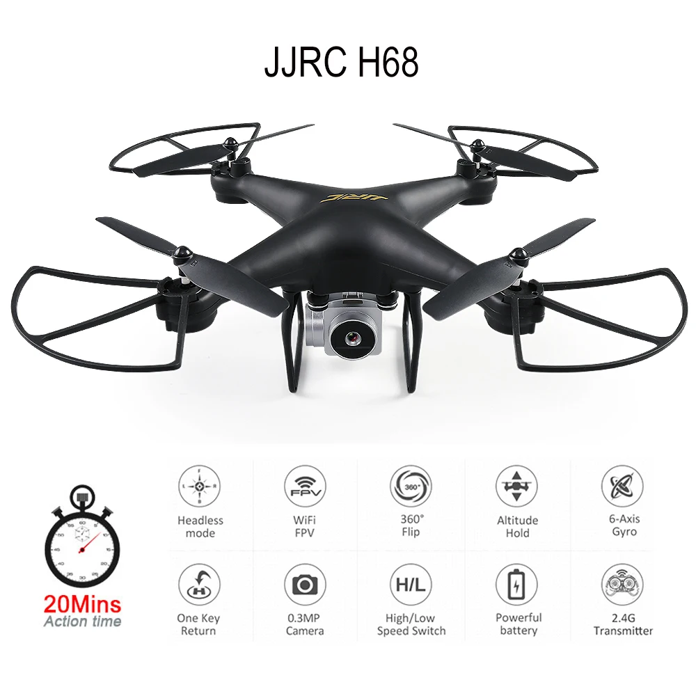 JJRC H68 Радиоуправляемый Дрон с камерой 720P высота удержания Квадрокоптер 20 минут