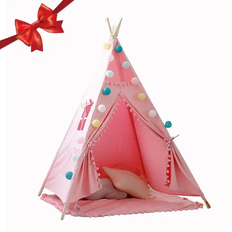 Pink Двухцветная индийская детская палатка, игровой домик, детские игрушки для альпинизма в помещении для детей, палатка принцессы, детские игрушки, подарки - Цвет: Pink