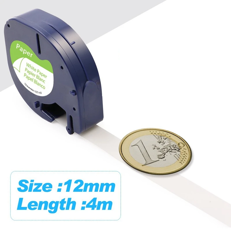 Юнистар для Dymo LetraTag белый Бумага Картридж Ленты маркировки 91200 S0721510 12 мм x 4 м