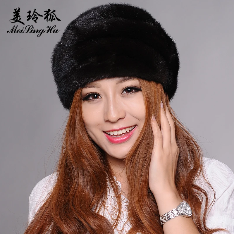 

Winter Rex Mink Adult Fur Hat For Women With Mink Fur Top Beanies Hats 2017 New Brand Causal Bomber Hats Good Quality Caps