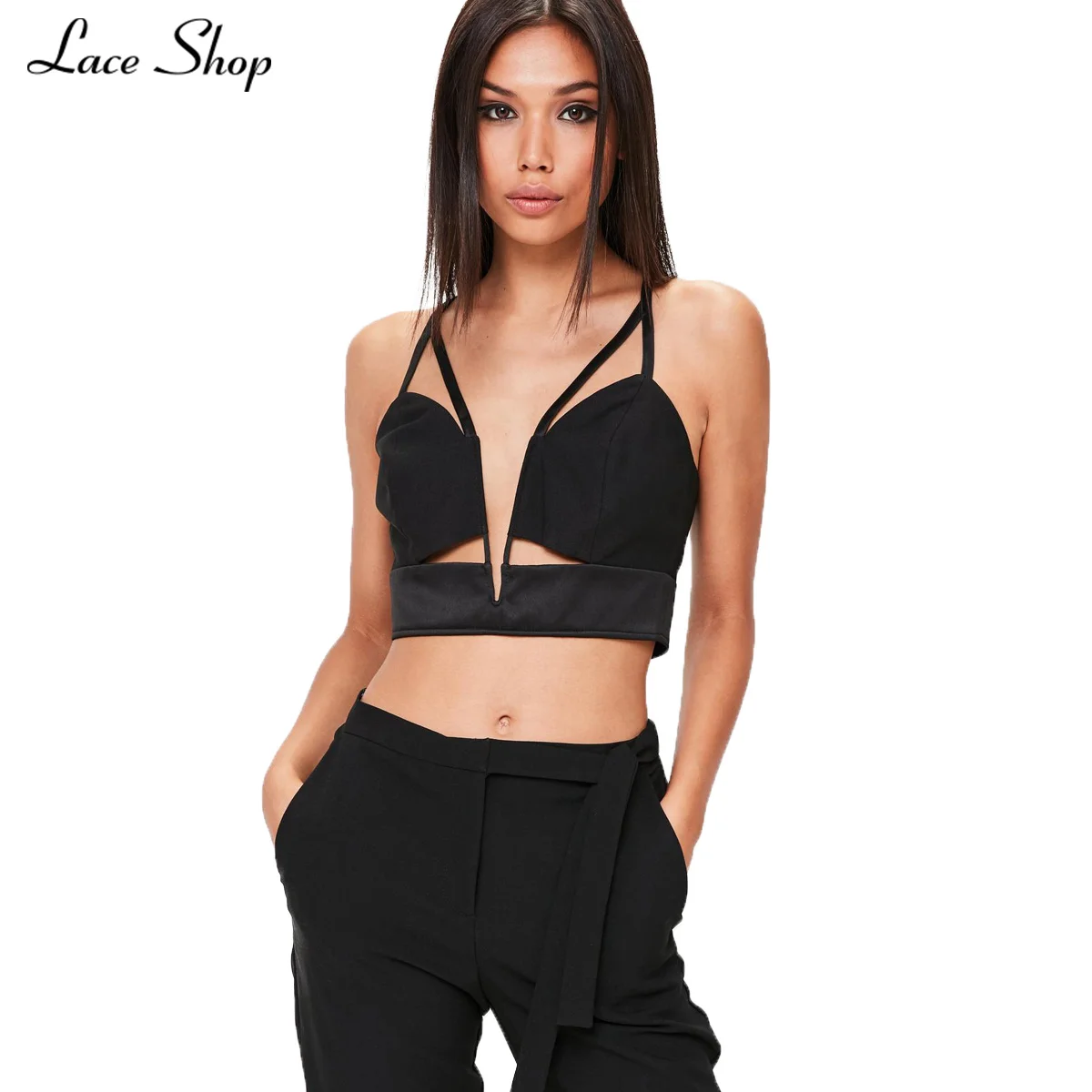 Laceshop Новинка 2017 года модные пикантные однотонные черные Бюстгальтеры для женщин