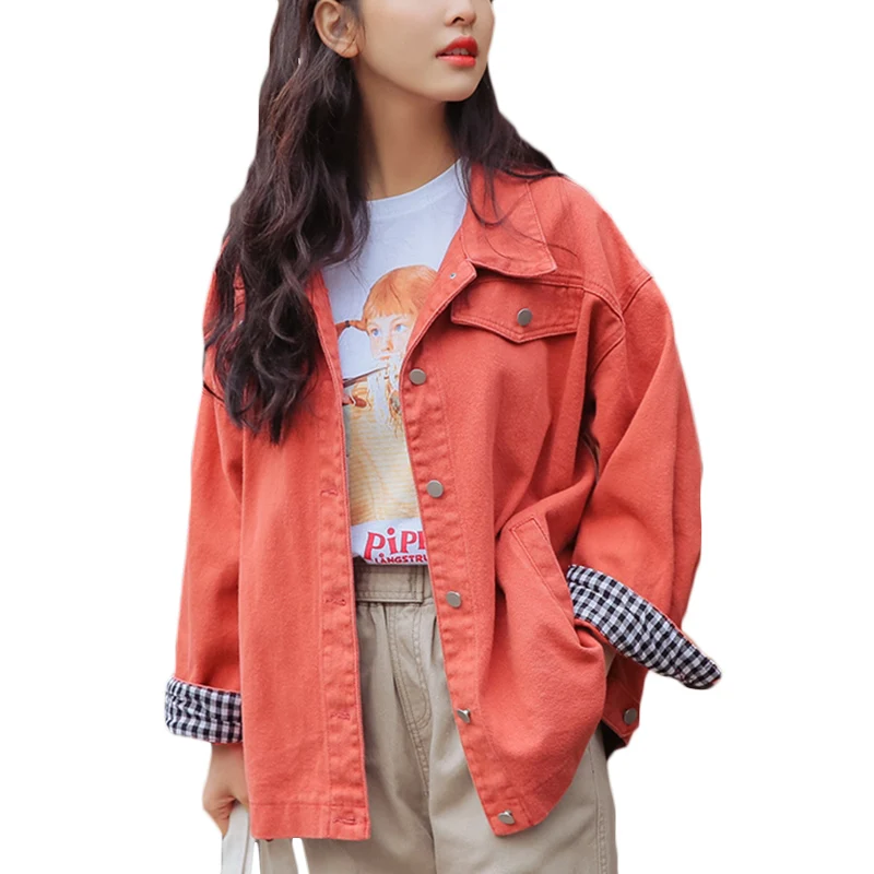 

Spring Autumn New Korean loose Denim Jacket Women Retro Tooling Jeans Jackets Female Raglan sleeve Casual Base coat Tide F810