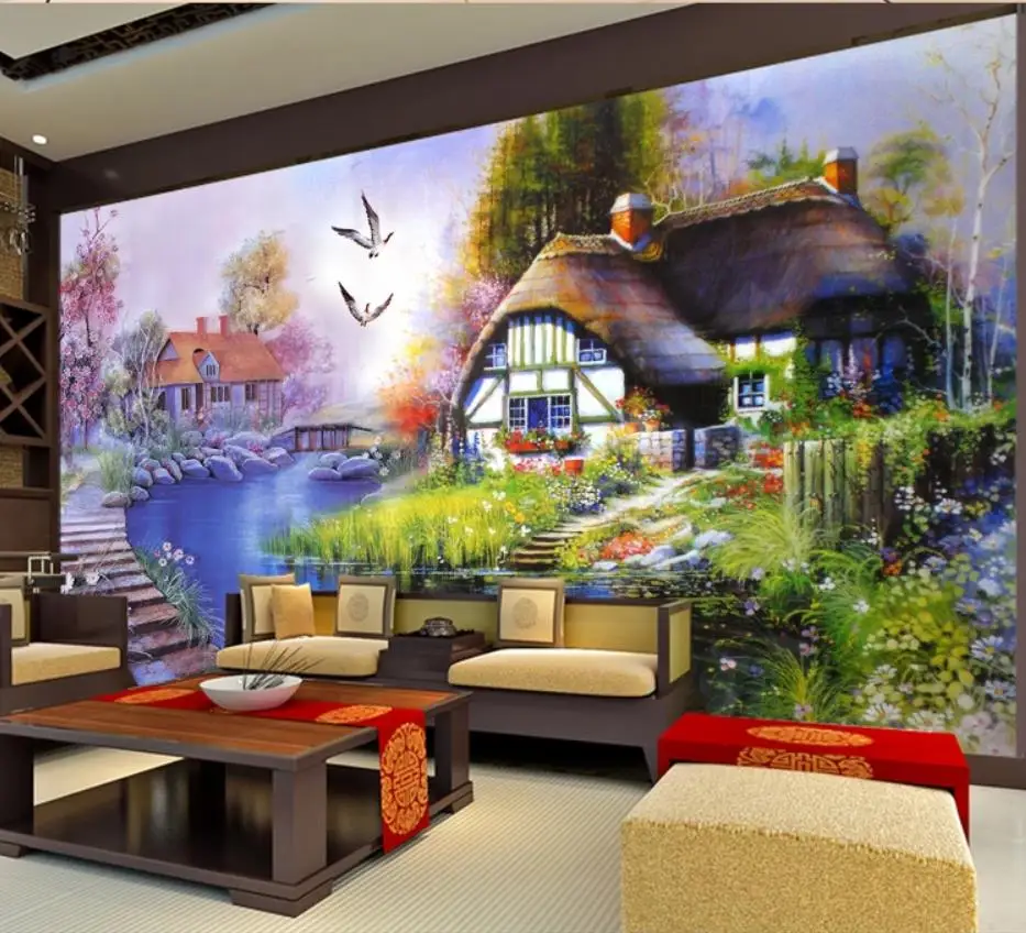 Трехмерный пейзаж масляная живопись фон стены Фреска 3d обои для ТВ |